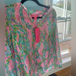 Lilly Pulitzer bright floral multicolored blouse size XXS